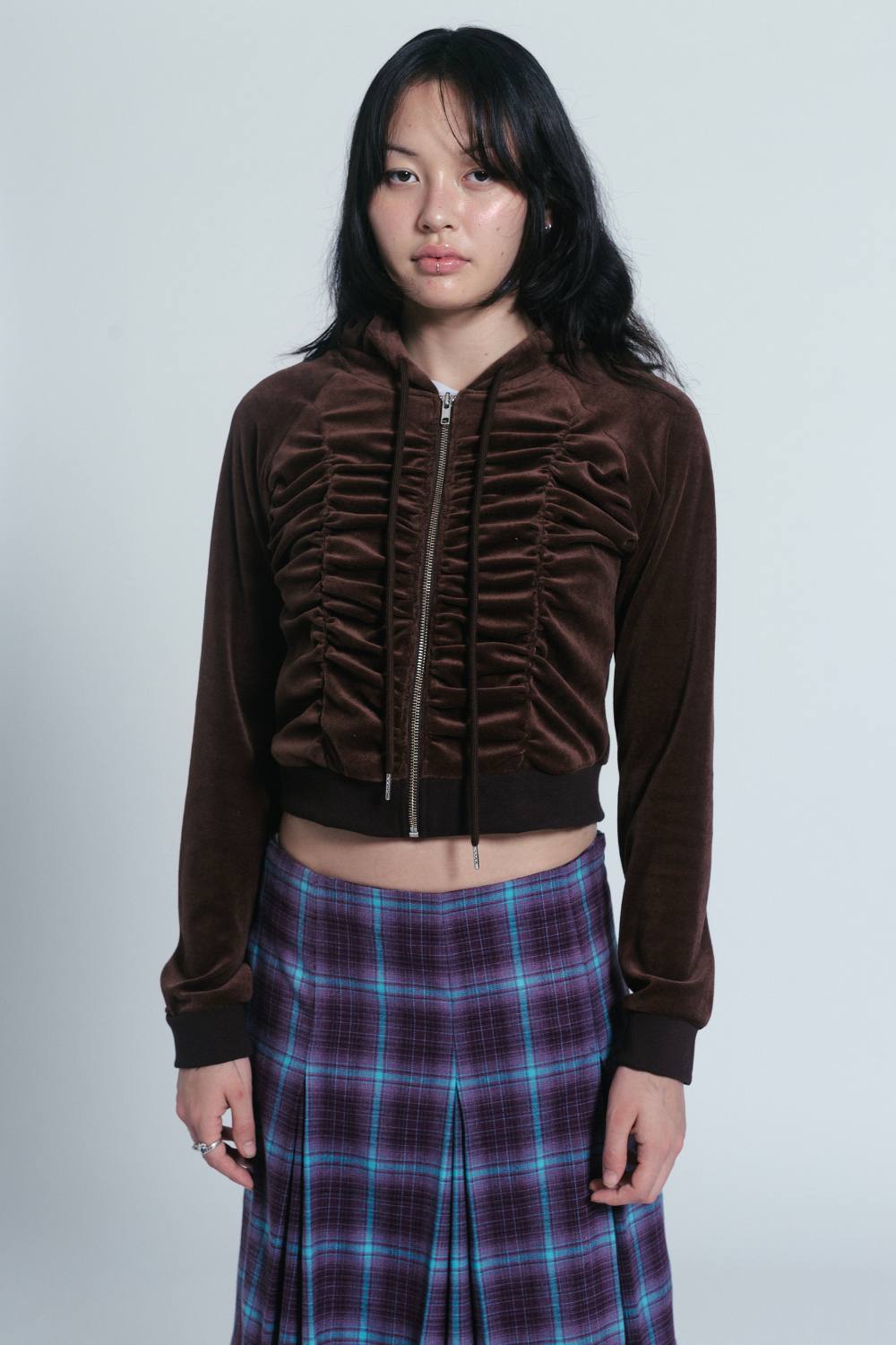 AVRIL ZIP FRONT HOOD | CHOCOLATE