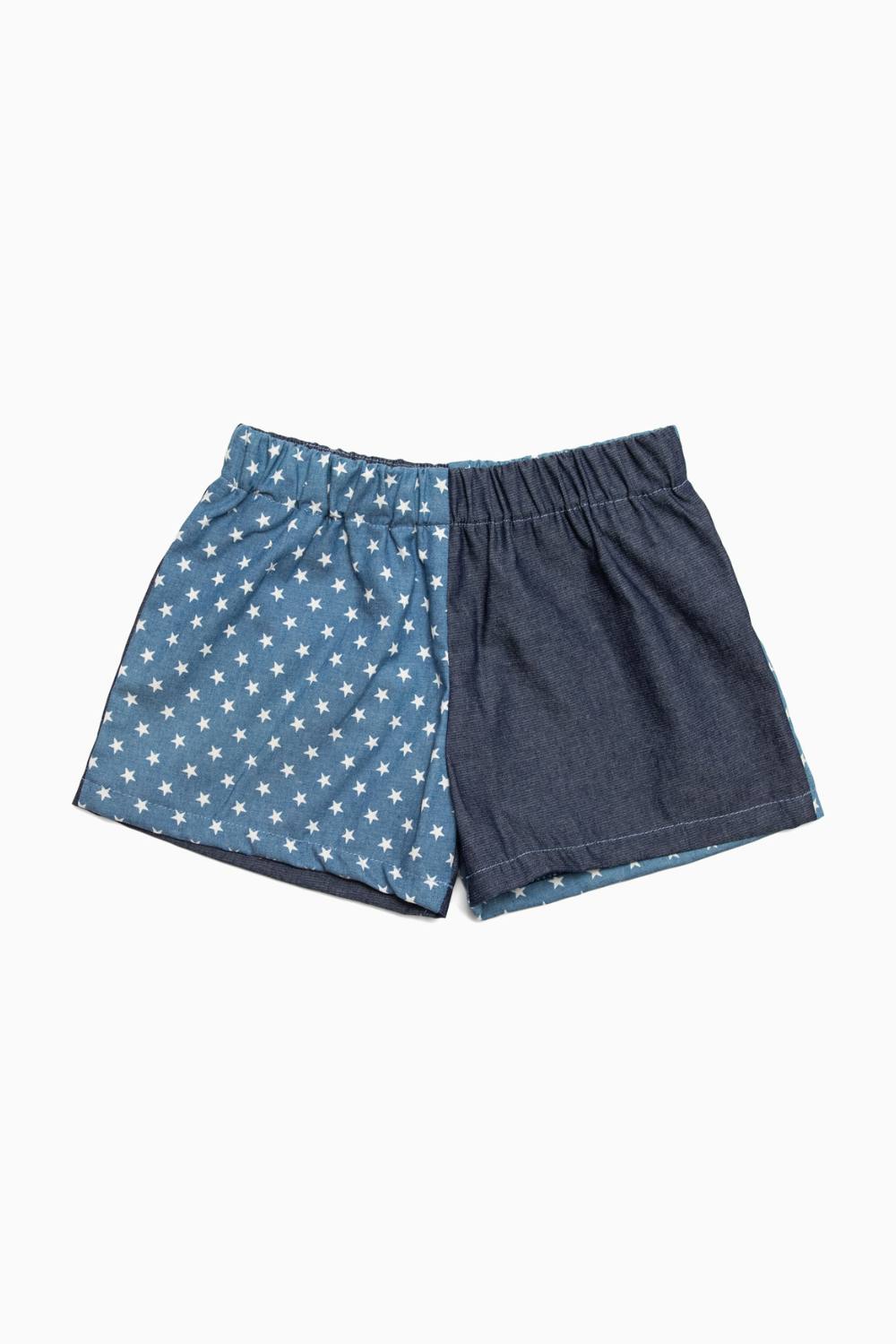 LITTLE STAR PATCH SHORTS | CHAMBRAY