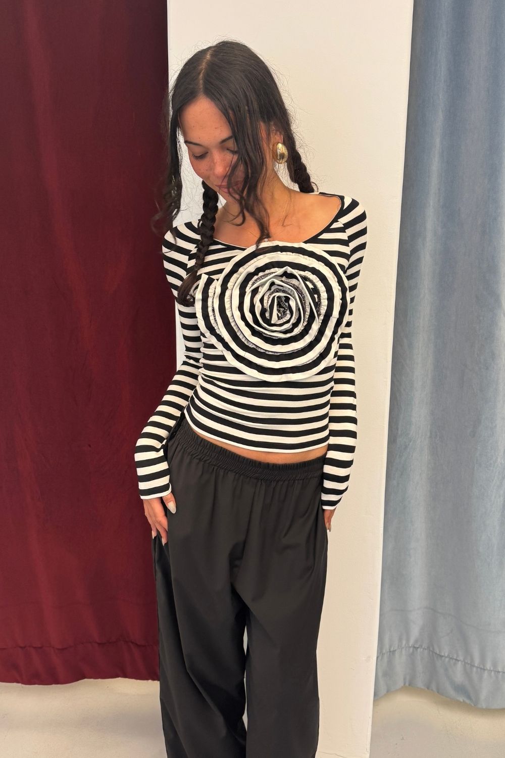 ROSETTA LONG SLEEVE | WHITE AND BLACK