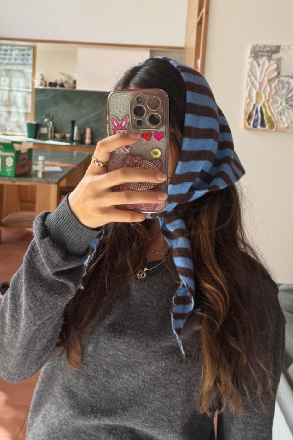 Hair Scarf Wool Head Scarf Japanese Printed Silk/Wool 'Halsham