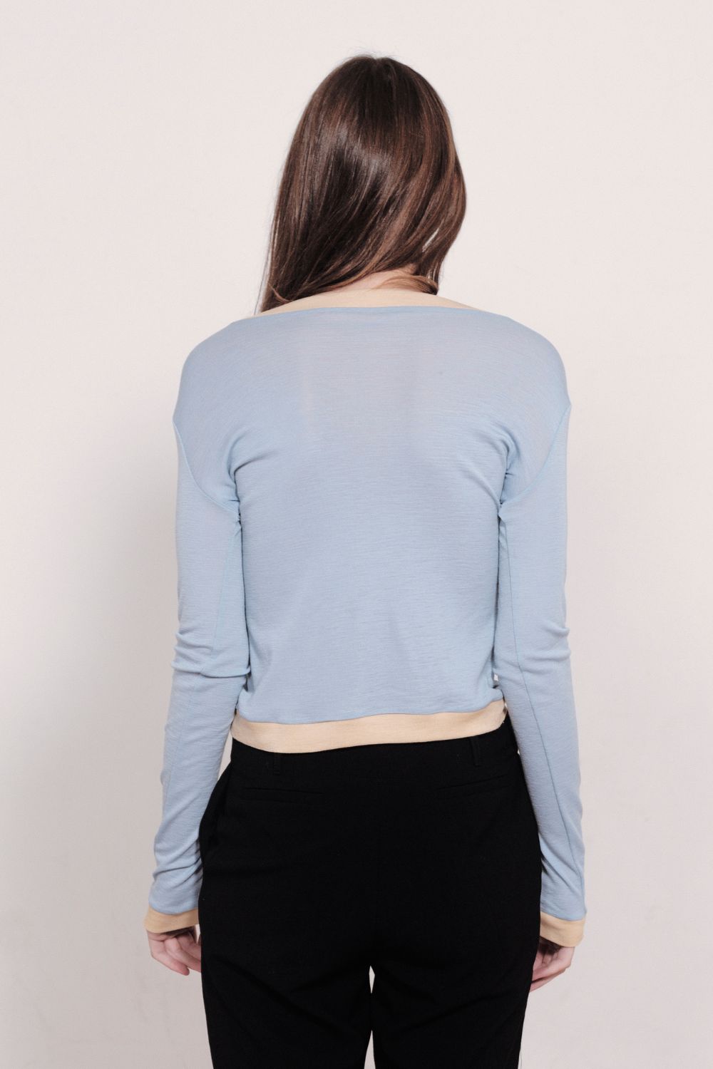 GOLDIE V NECK | BABY BLUE AND LEMON