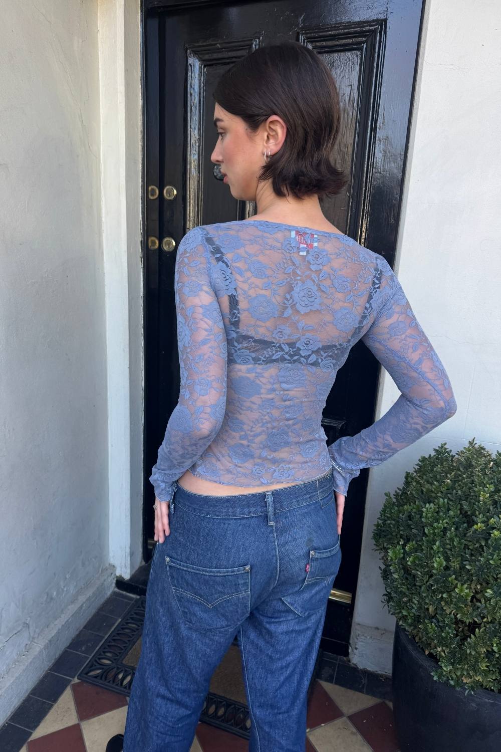 COLETTE LACE TOP | DENIM BLUE