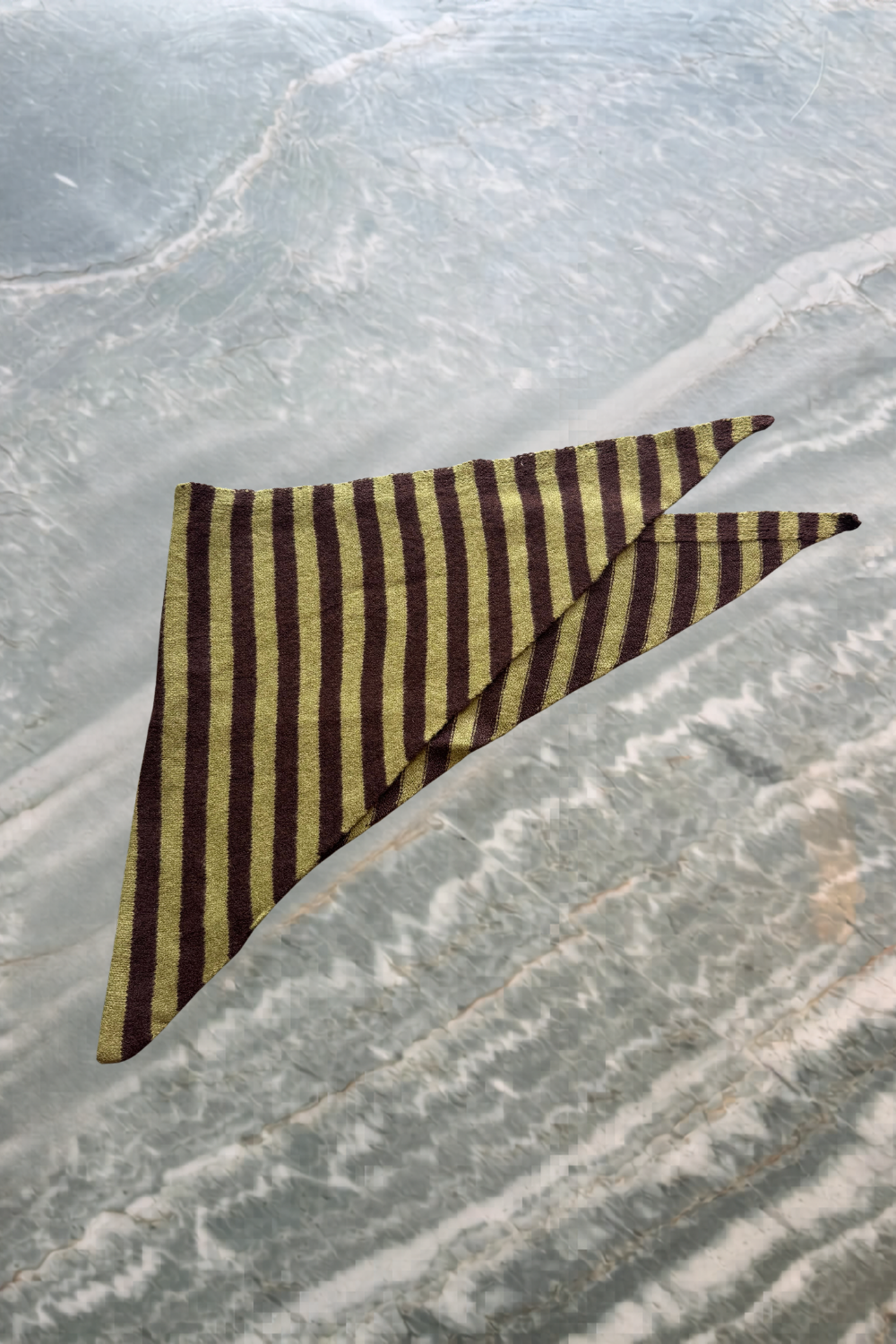 WOOL HEAD SCARF | OLIVE & CHOCOLATE STRIPE