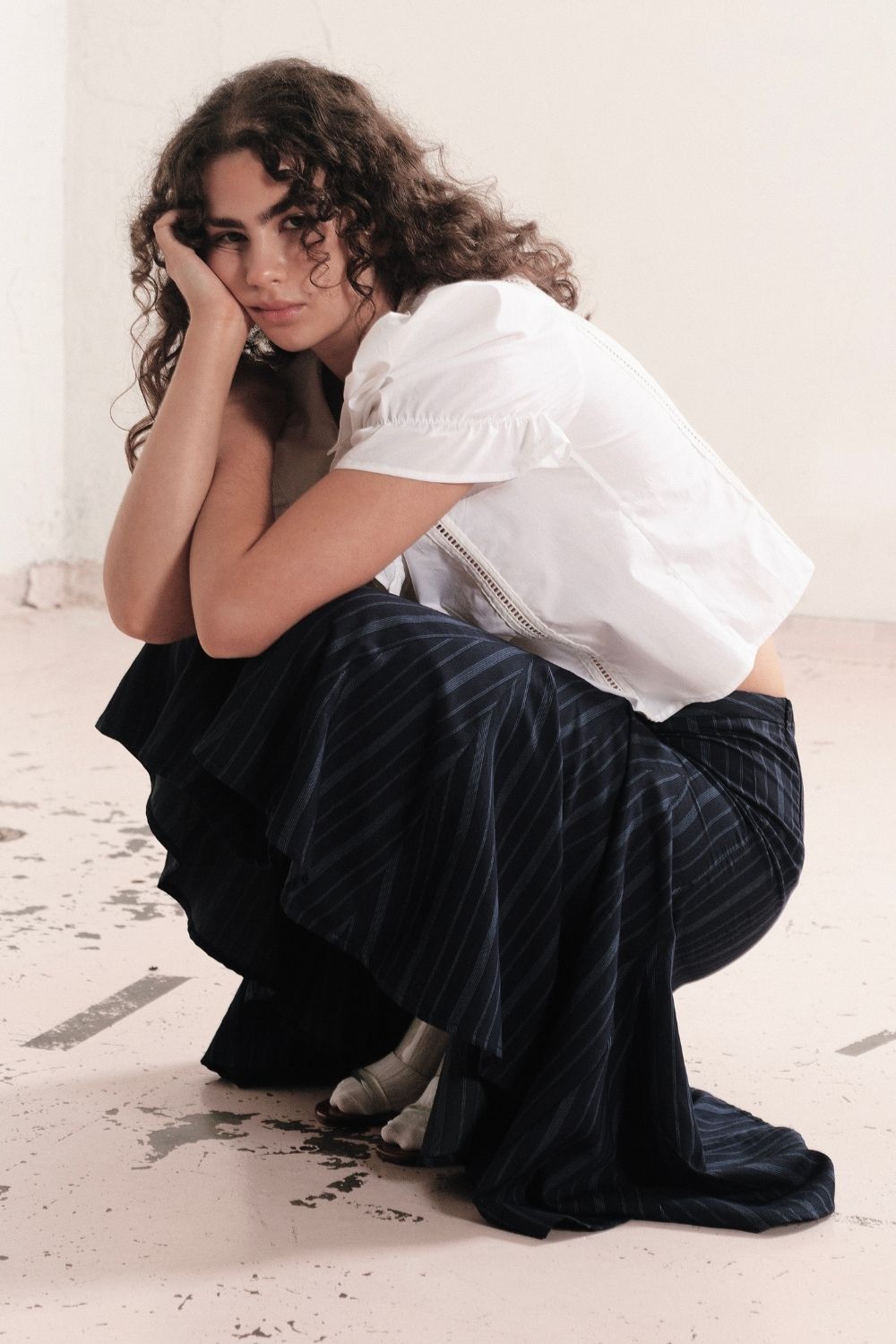 GODET SKIRT | MIDNIGHT STRIPE