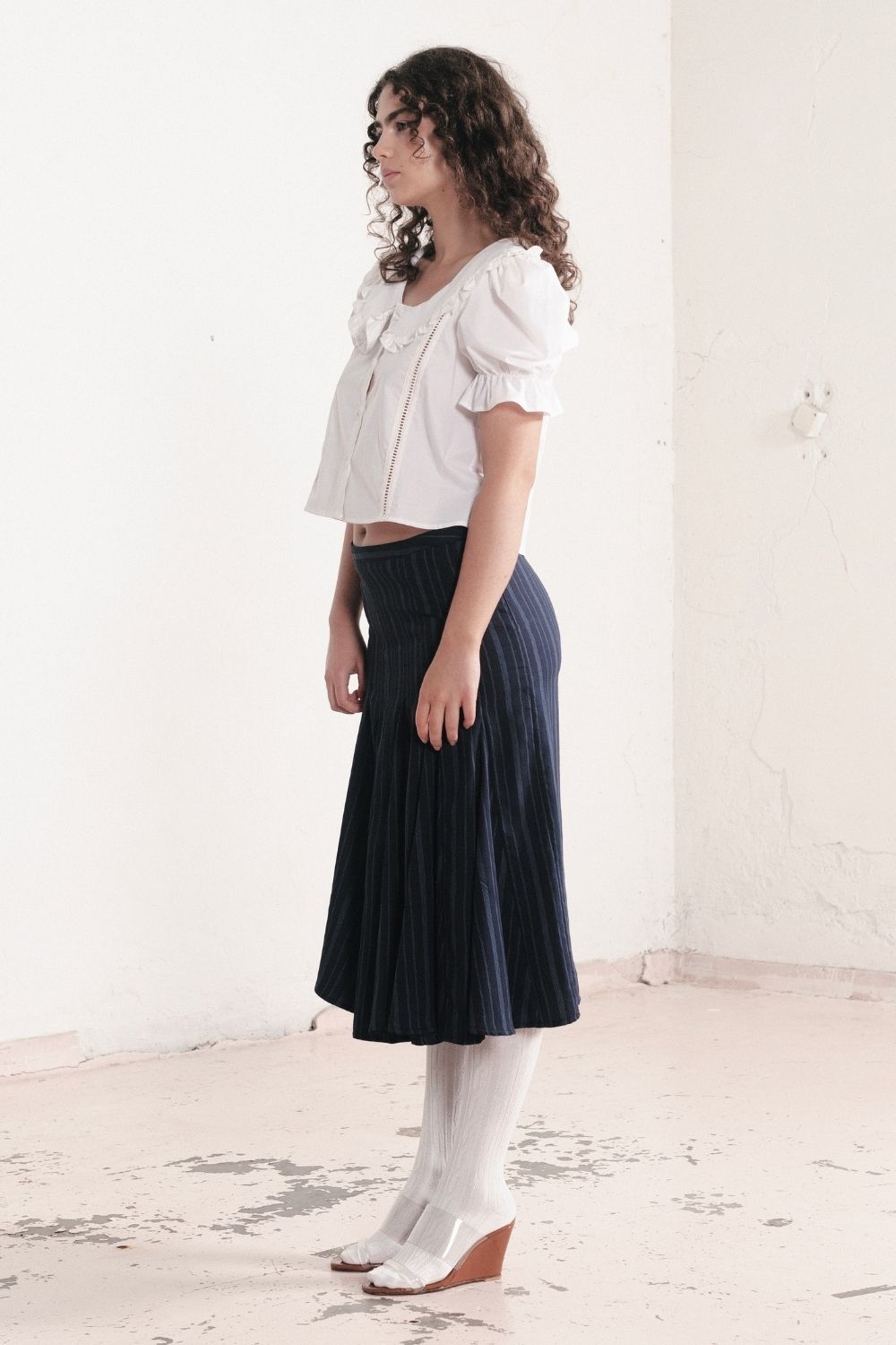 GODET SKIRT | MIDNIGHT STRIPE