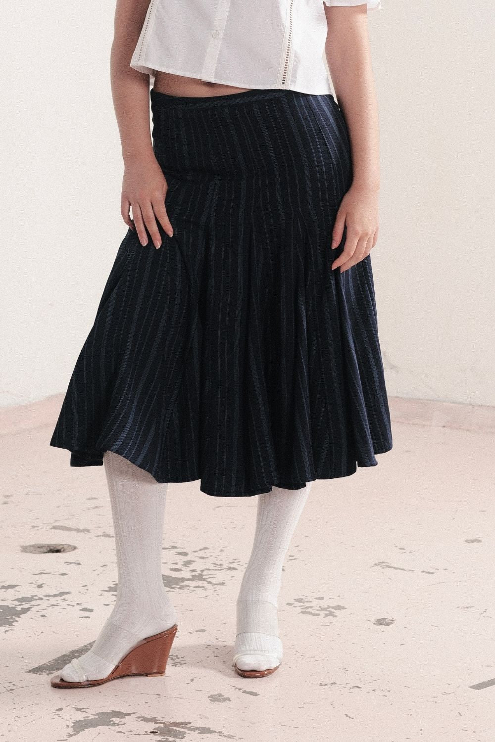 GODET SKIRT | MIDNIGHT STRIPE