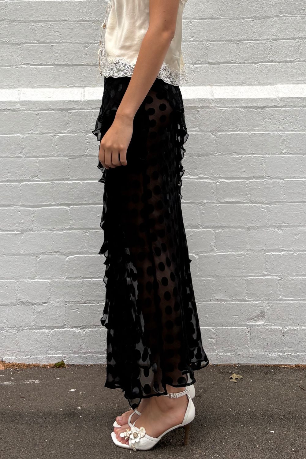 CLARE BIAS SKIRT | BLACK POLKA DOT