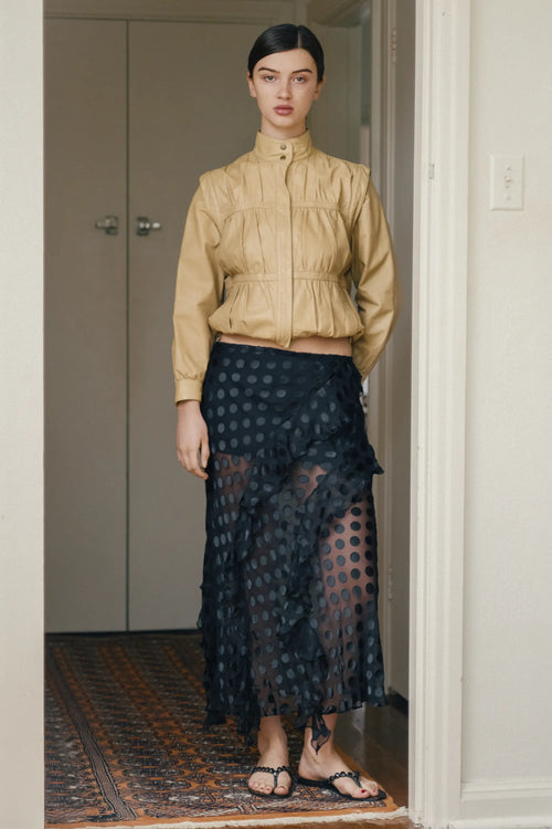 CLARE BIAS SKIRT | BLACK POLKA DOT