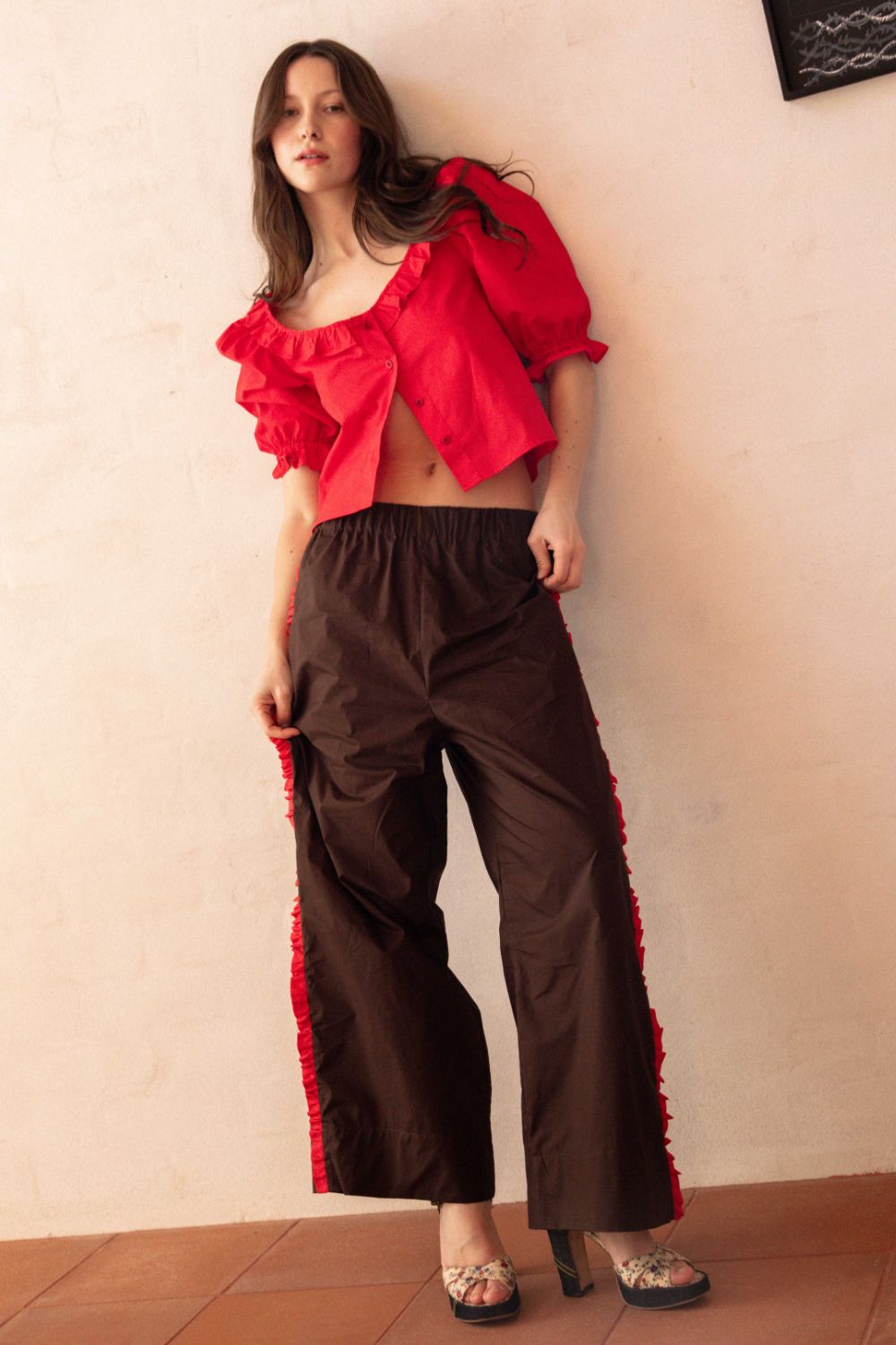 RUFFLE PANT | CHOCOLATE